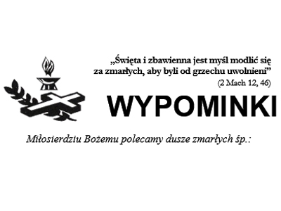 ZASADY PRZYJMOWANIA WYPOMINEK na 2026 rok